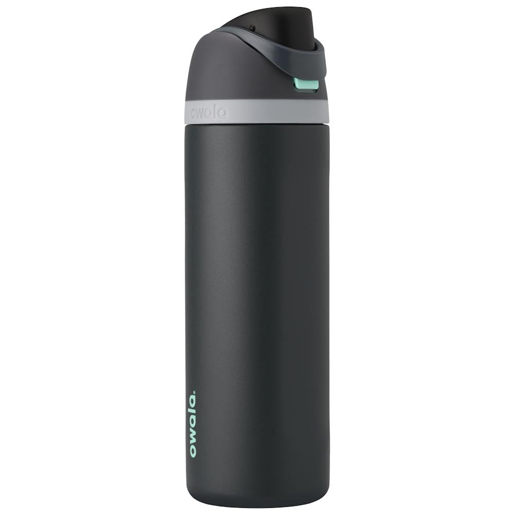 Owala FreeSip - Botella de agua aislada de acero inoxidable con popote, botella de agua deportiva sin BPA, ideal para viajes, 24 onzas, mezclilla