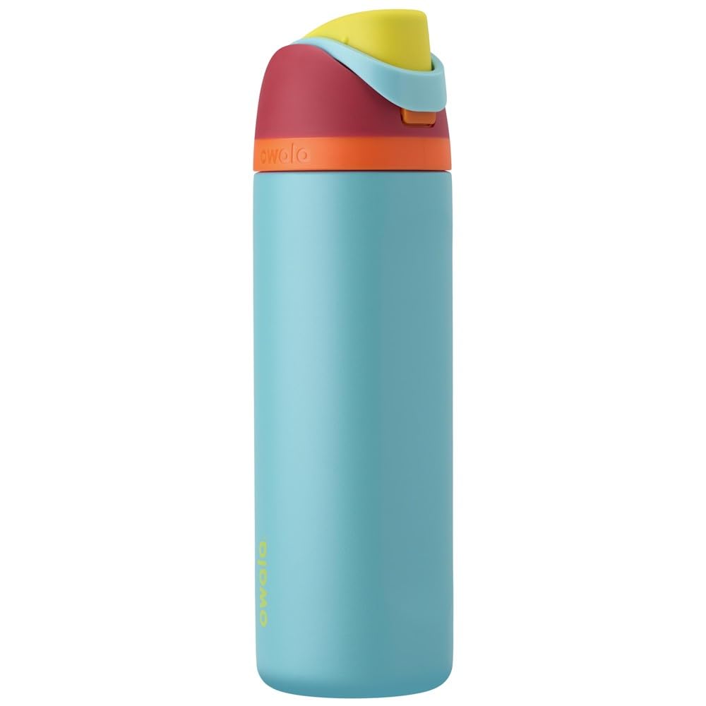 Owala FreeSip - Botella de agua aislada de acero inoxidable con popote, botella de agua deportiva sin BPA, ideal para viajes, 24 onzas, mezclilla