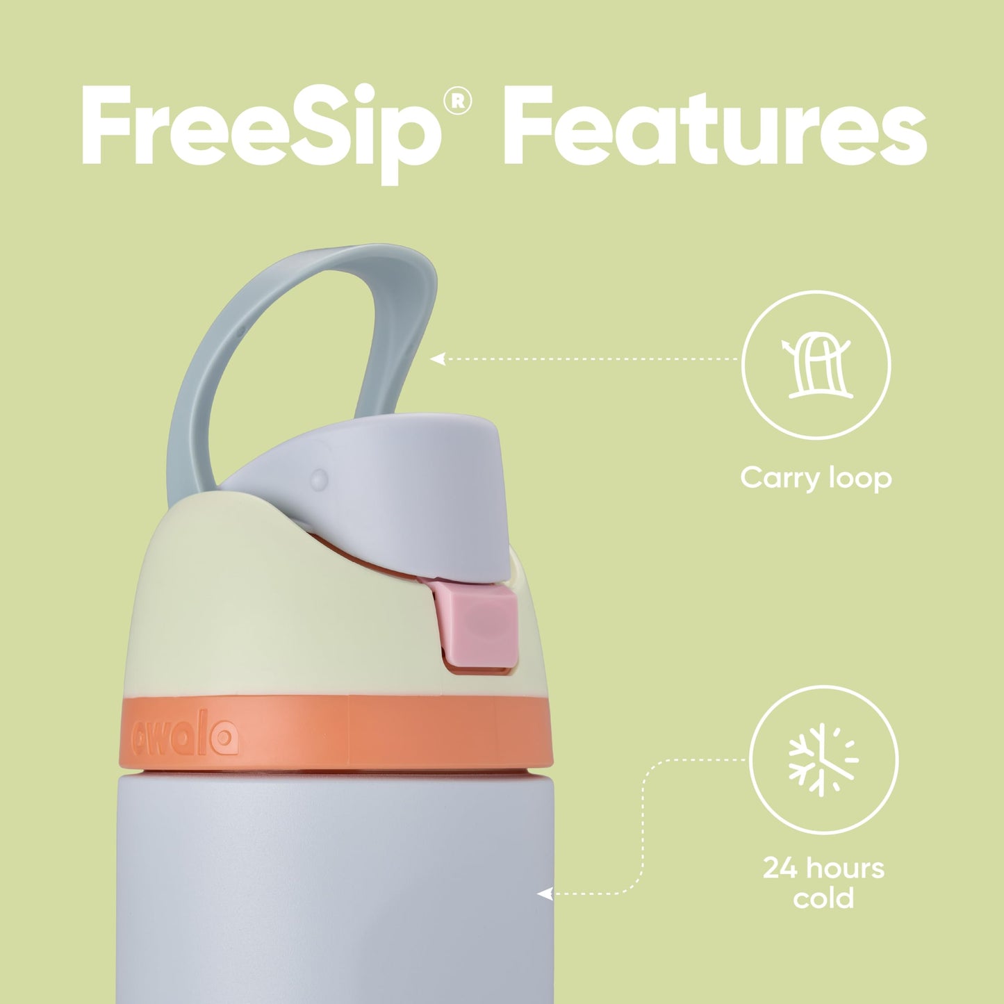 Owala FreeSip - Botella de agua aislada de acero inoxidable con popote, botella de agua deportiva sin BPA, ideal para viajes, 24 onzas, mezclilla