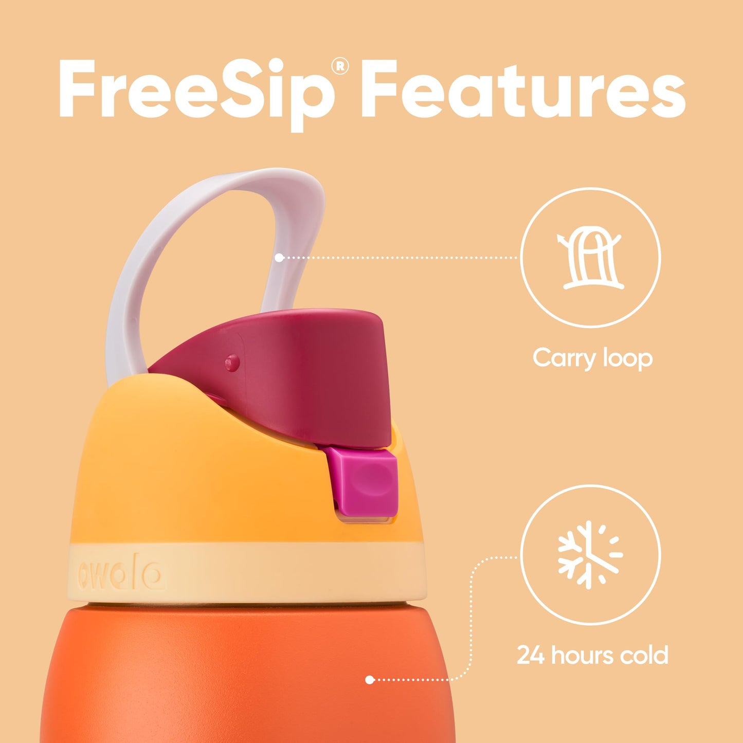 Owala FreeSip - Botella de agua aislada de acero inoxidable con popote, botella de agua deportiva sin BPA, ideal para viajes, 24 onzas, mezclilla