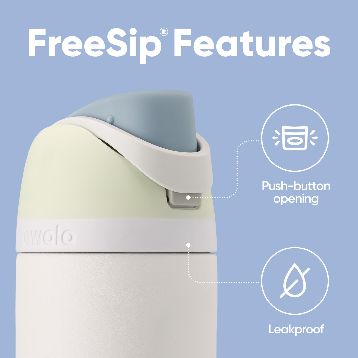 Owala FreeSip - Botella de agua aislada de acero inoxidable con popote, botella de agua deportiva sin BPA, ideal para viajes, 24 onzas, mezclilla