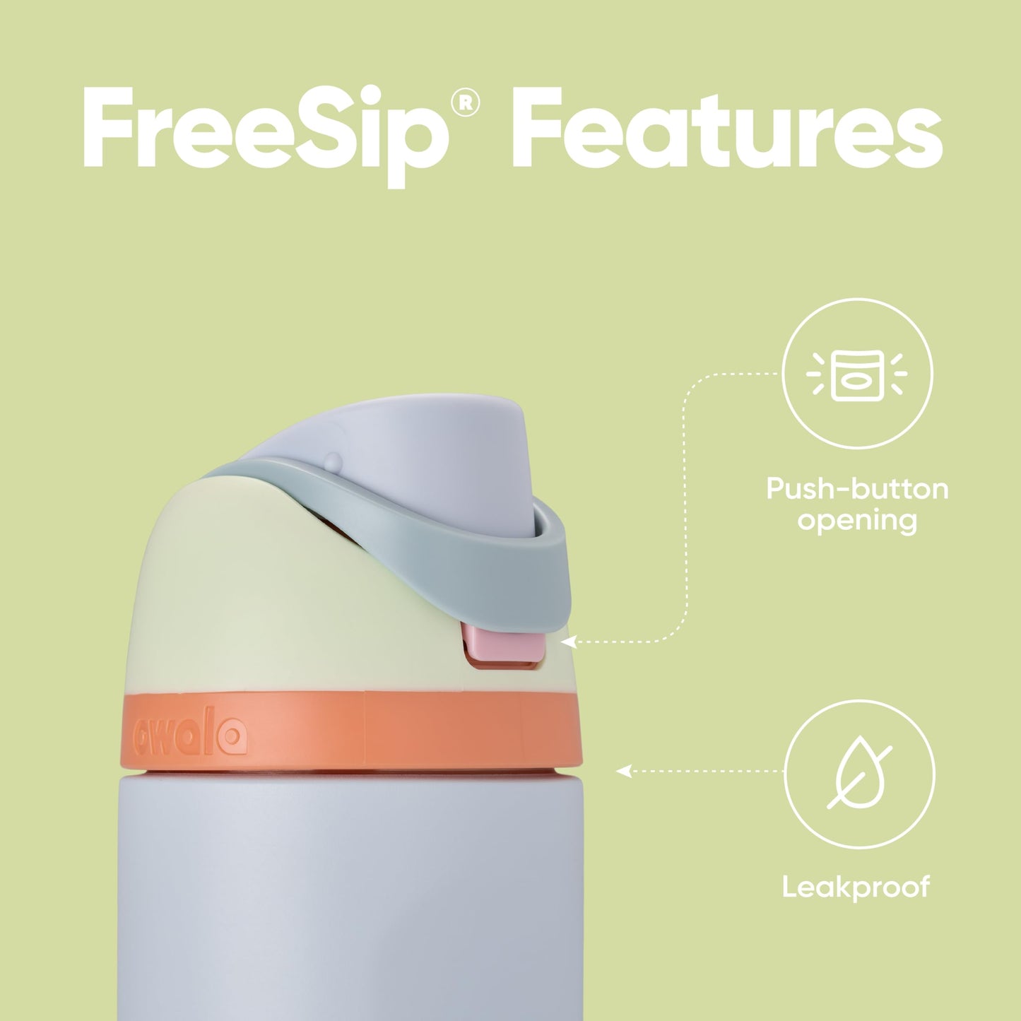 Owala FreeSip - Botella de agua aislada de acero inoxidable con popote, botella de agua deportiva sin BPA, ideal para viajes, 24 onzas, mezclilla