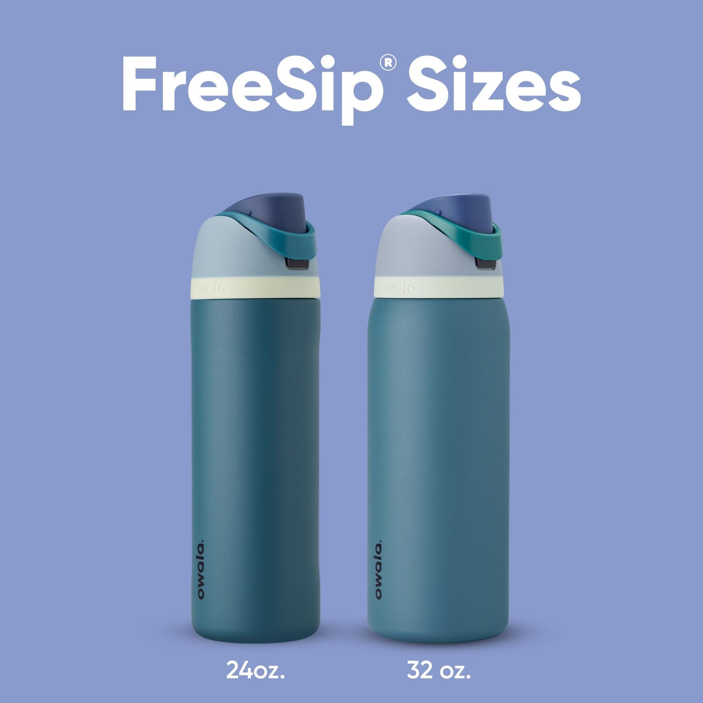Owala FreeSip - Botella de agua aislada de acero inoxidable con popote, botella de agua deportiva sin BPA, ideal para viajes, 24 onzas, mezclilla