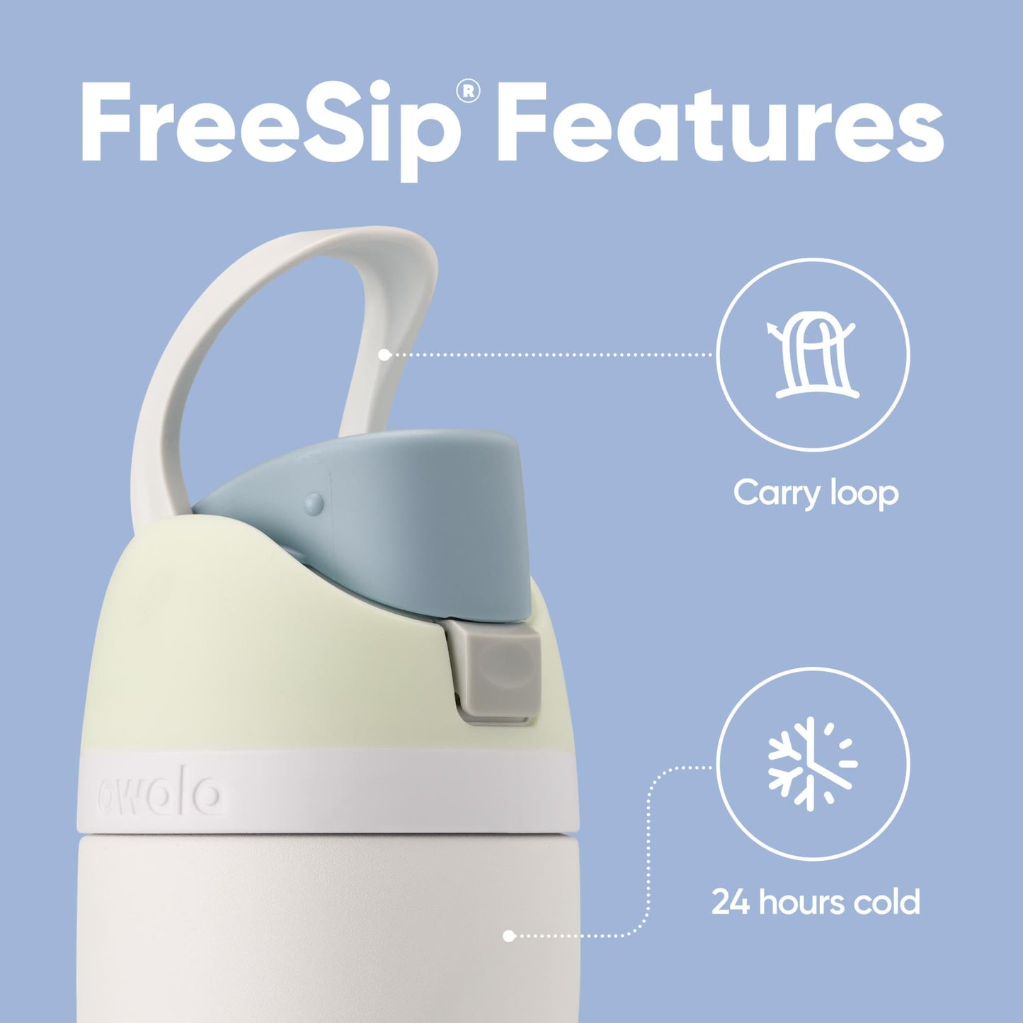 Owala FreeSip - Botella de agua aislada de acero inoxidable con popote, botella de agua deportiva sin BPA, ideal para viajes, 24 onzas, mezclilla