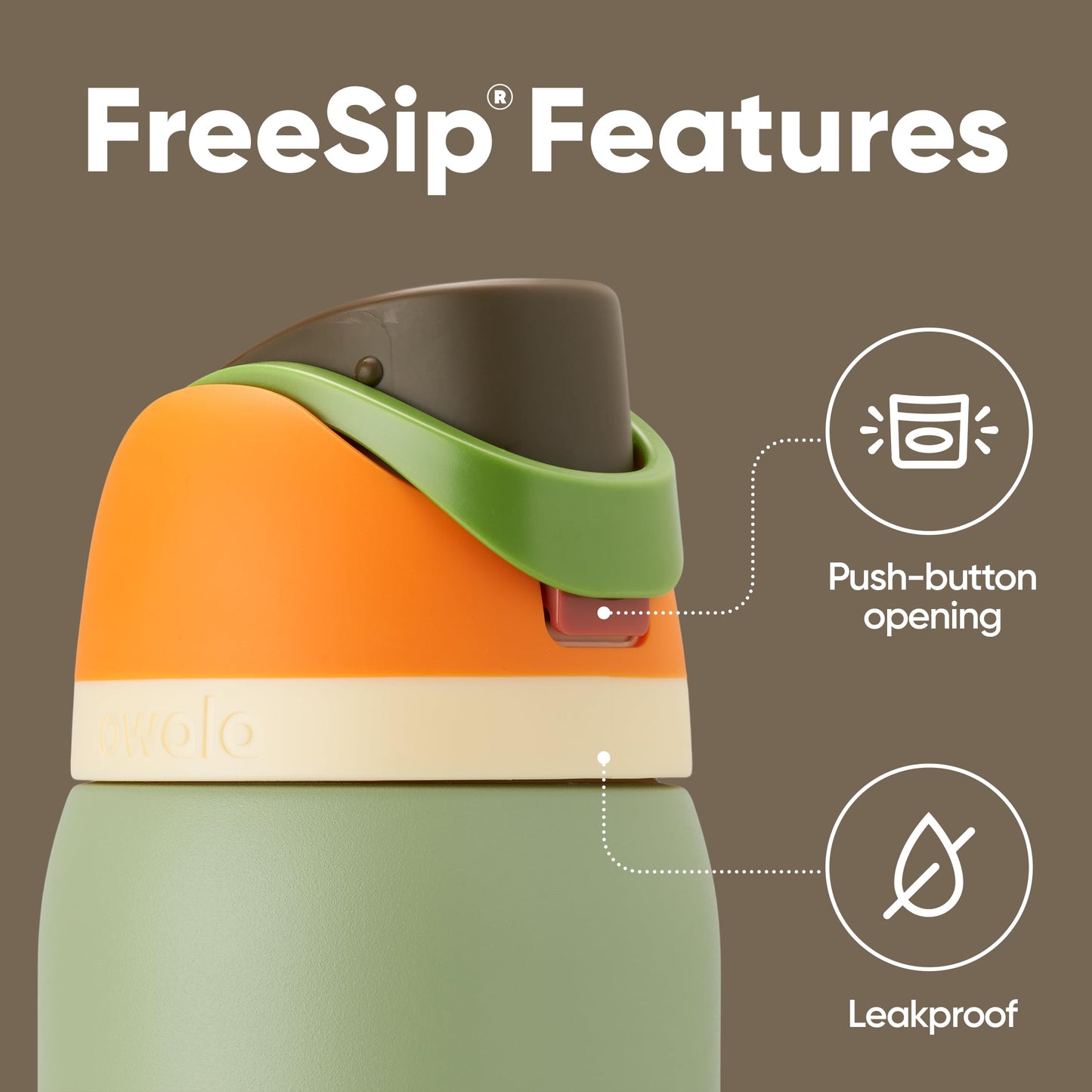 Owala FreeSip - Botella de agua aislada de acero inoxidable con popote, botella de agua deportiva sin BPA, ideal para viajes, 24 onzas, mezclilla