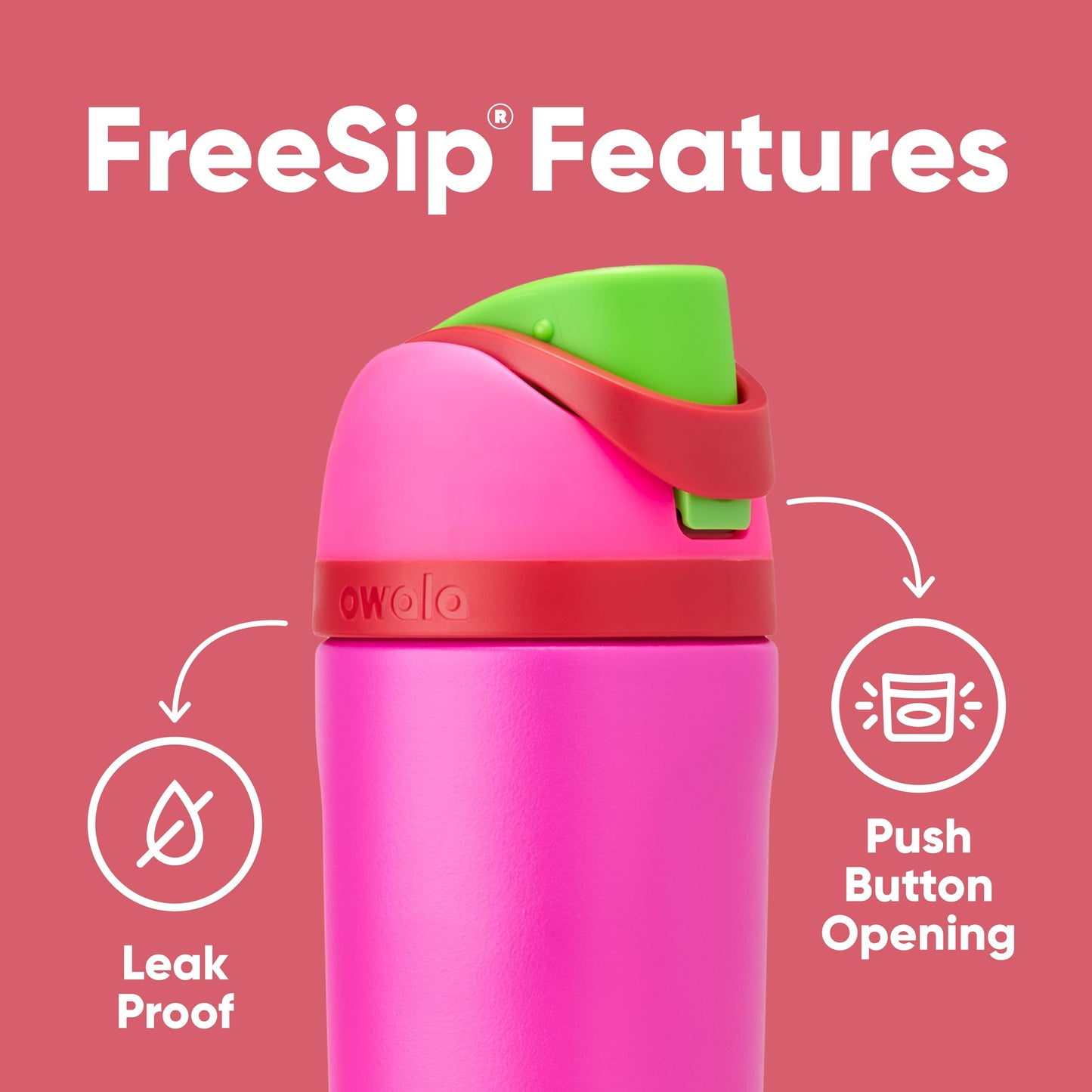 Owala FreeSip - Botella de agua aislada de acero inoxidable con popote, botella de agua deportiva sin BPA, ideal para viajes, 24 onzas, mezclilla