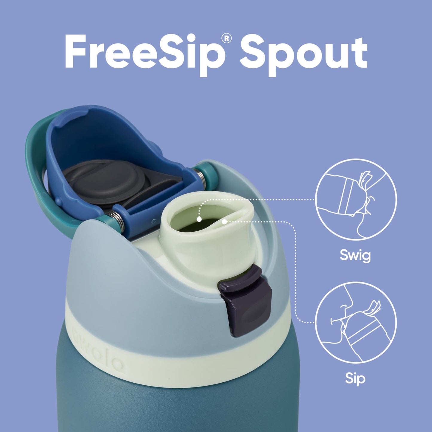 Owala FreeSip - Botella de agua aislada de acero inoxidable con popote, botella de agua deportiva sin BPA, ideal para viajes, 24 onzas, mezclilla