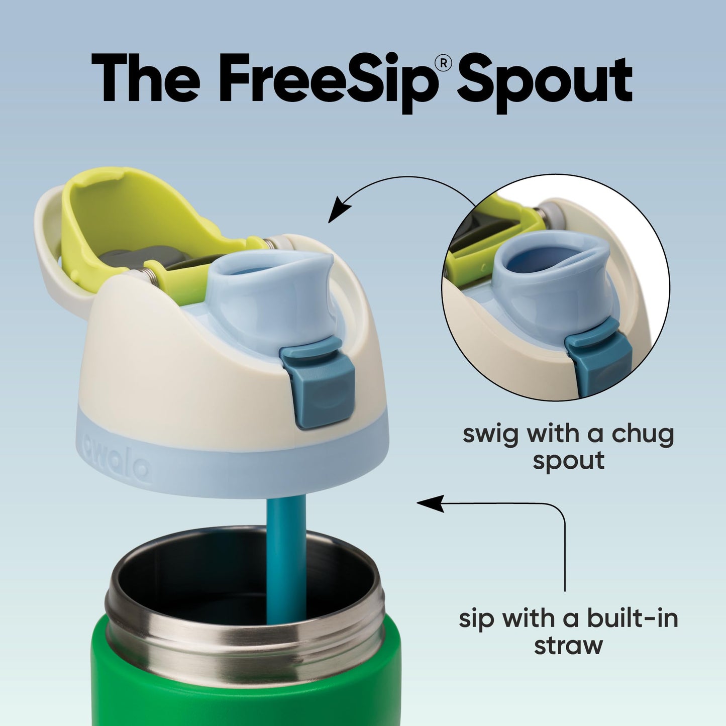 Owala FreeSip - Botella de agua aislada de acero inoxidable con popote, botella de agua deportiva sin BPA, ideal para viajes, 24 onzas, mezclilla