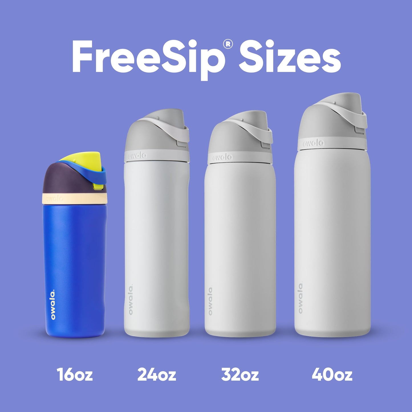 Owala FreeSip - Botella de agua aislada de acero inoxidable con popote, botella de agua deportiva sin BPA, ideal para viajes, 24 onzas, mezclilla
