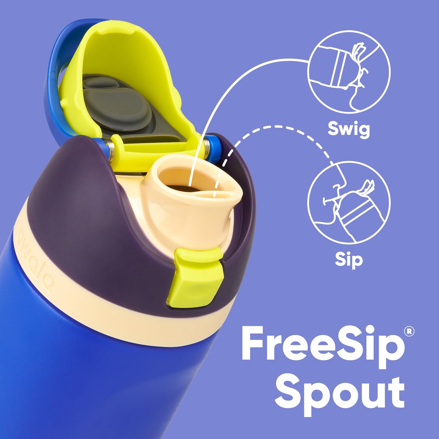Owala FreeSip - Botella de agua aislada de acero inoxidable con popote, botella de agua deportiva sin BPA, ideal para viajes, 24 onzas, mezclilla