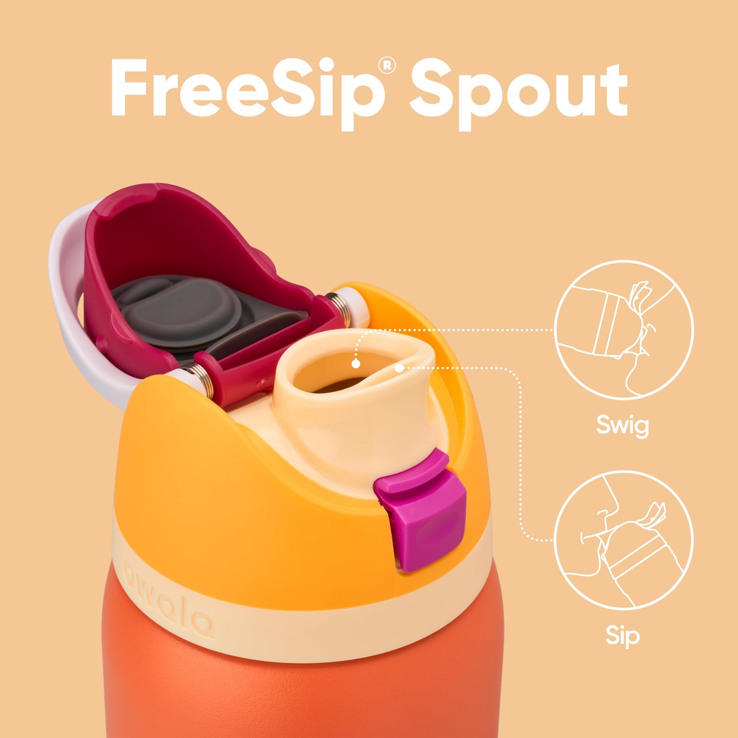 Owala FreeSip - Botella de agua aislada de acero inoxidable con popote, botella de agua deportiva sin BPA, ideal para viajes, 24 onzas, mezclilla