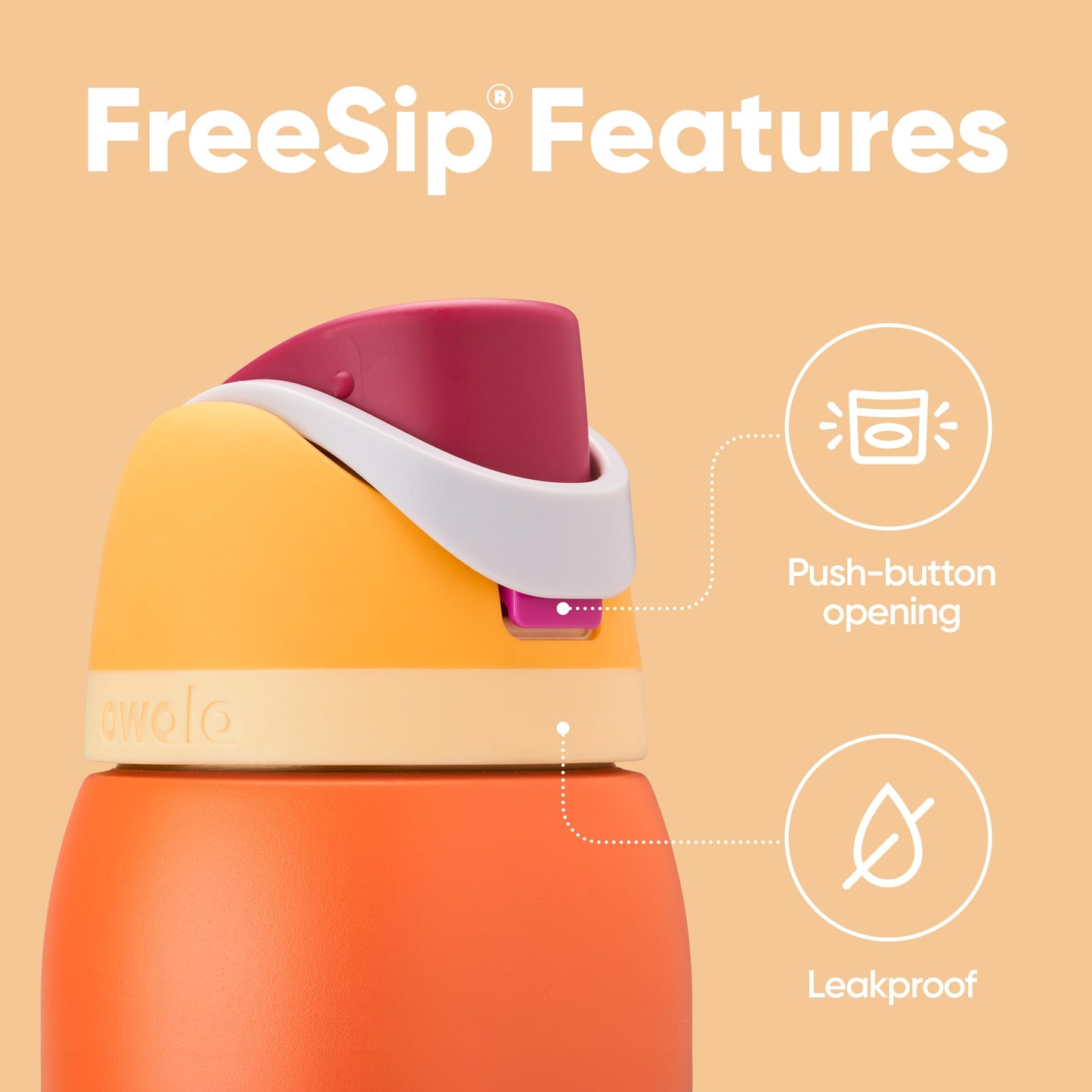 Owala FreeSip - Botella de agua aislada de acero inoxidable con popote, botella de agua deportiva sin BPA, ideal para viajes, 24 onzas, mezclilla