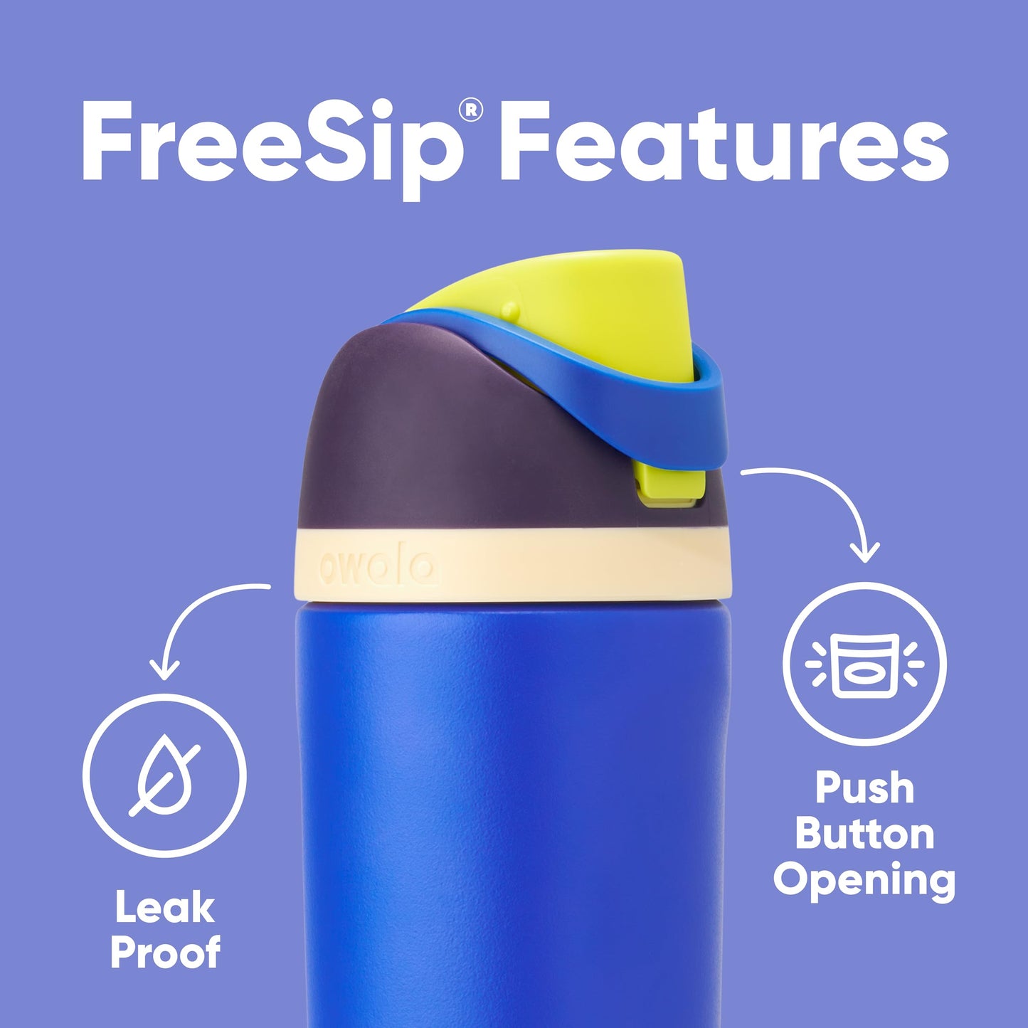 Owala FreeSip - Botella de agua aislada de acero inoxidable con popote, botella de agua deportiva sin BPA, ideal para viajes, 24 onzas, mezclilla