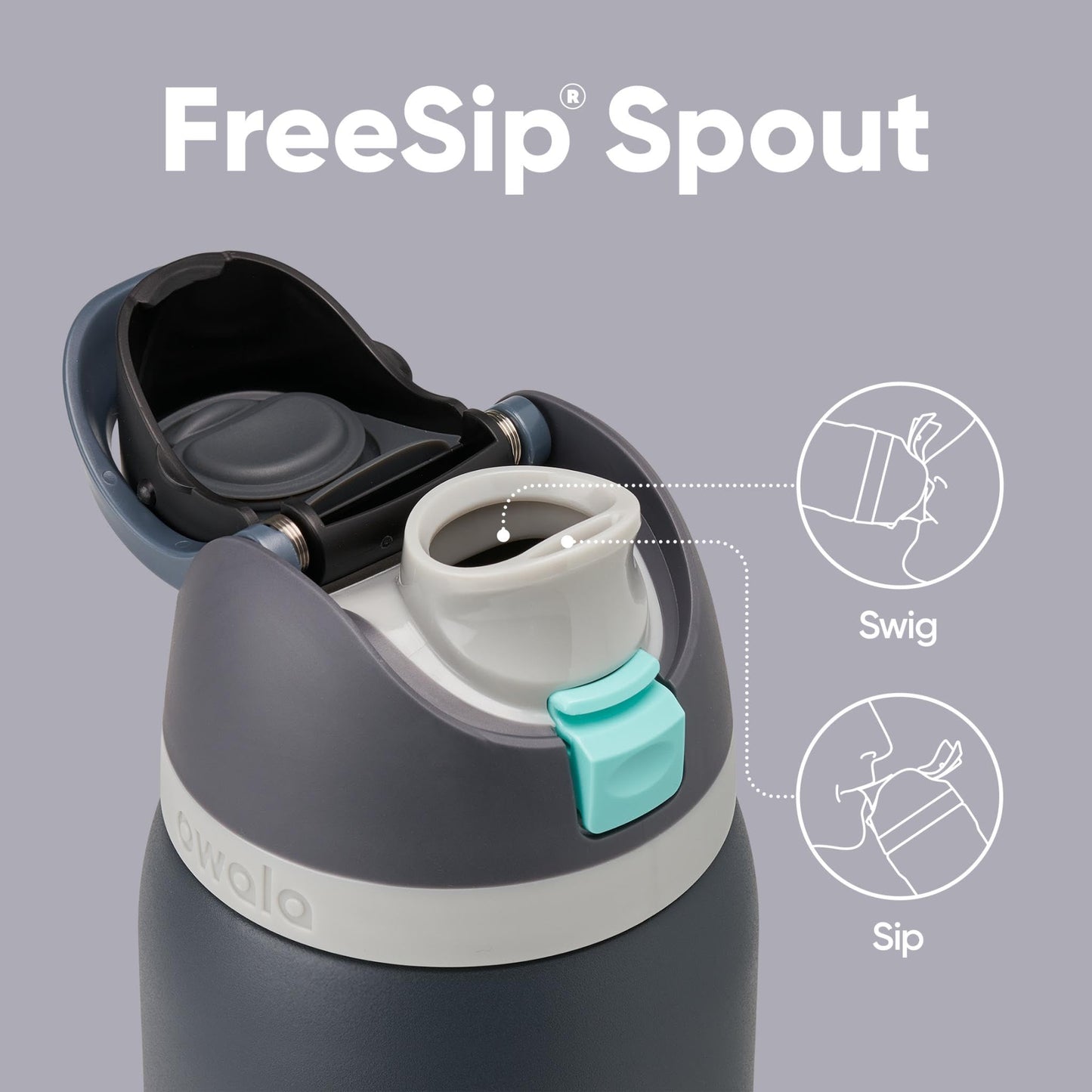 Owala FreeSip - Botella de agua aislada de acero inoxidable con popote, botella de agua deportiva sin BPA, ideal para viajes, 24 onzas, mezclilla