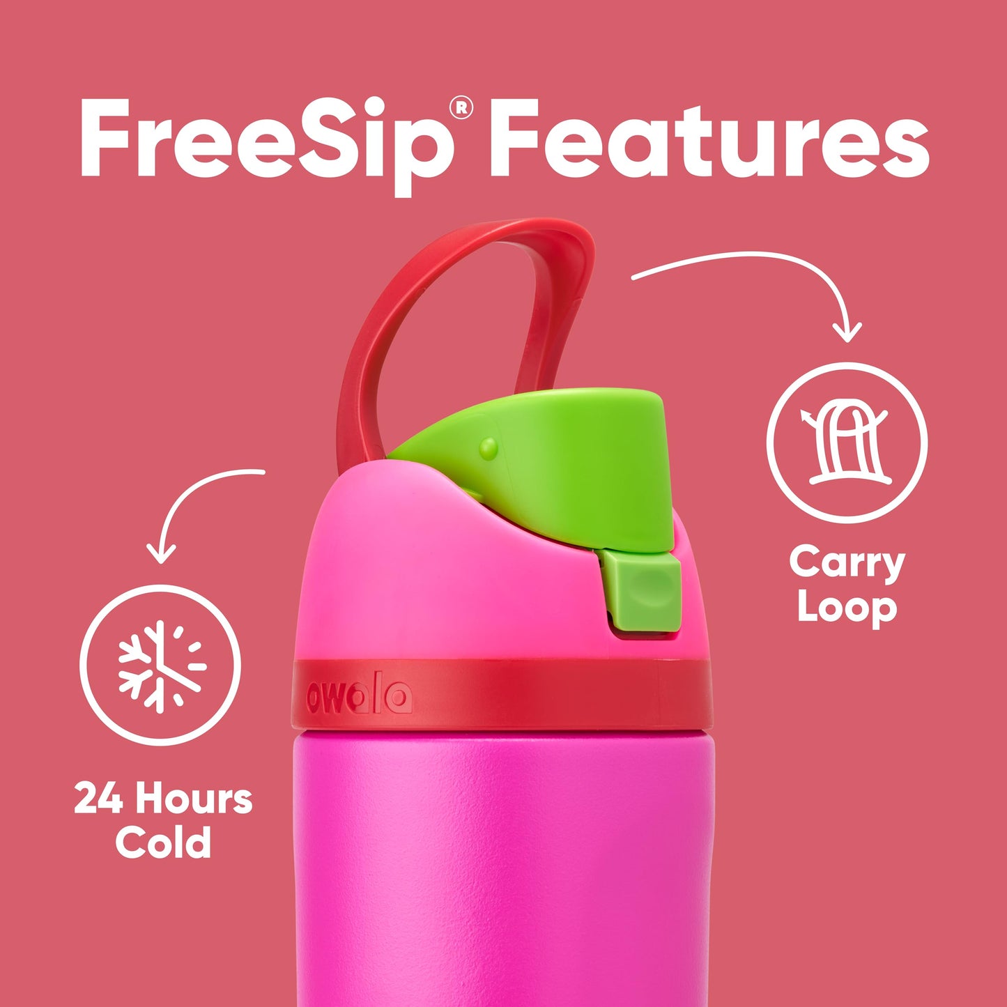Owala FreeSip - Botella de agua aislada de acero inoxidable con popote, botella de agua deportiva sin BPA, ideal para viajes, 24 onzas, mezclilla