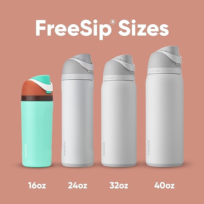 Owala FreeSip - Botella de agua aislada de acero inoxidable con popote, botella de agua deportiva sin BPA, ideal para viajes, 24 onzas, mezclilla