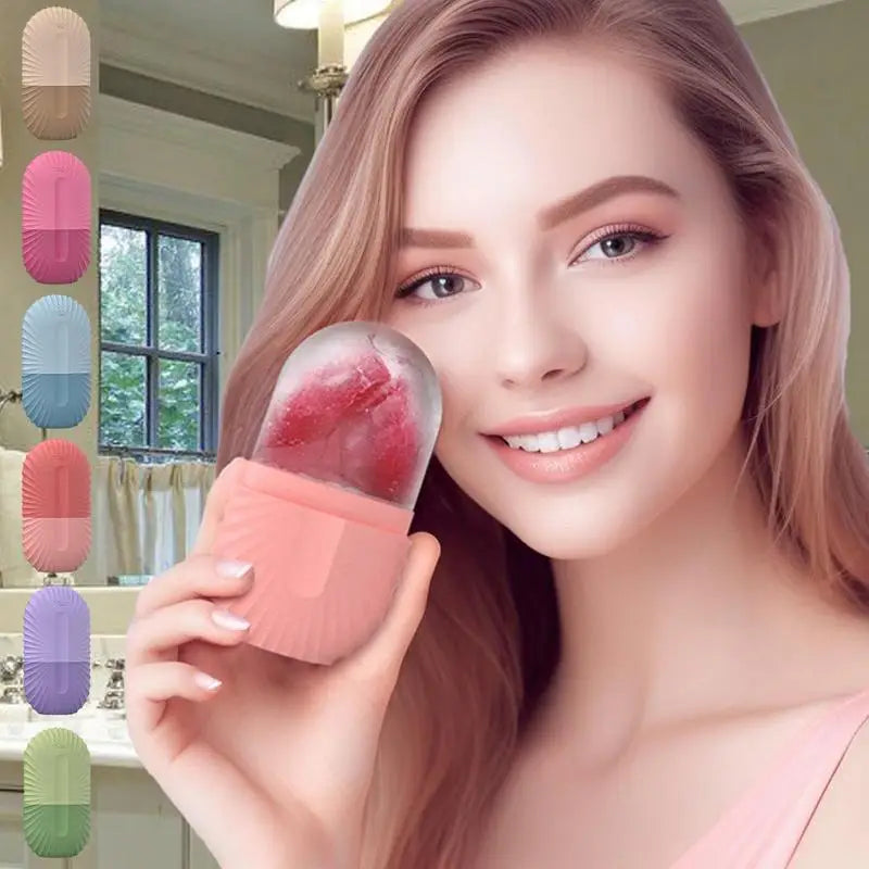 Ice Facial Mold Reusable Cooling Silicone Ice Cube Roller Beauty Facial Rollers Ice Cube Silicone Face Massage Skincare Tool.