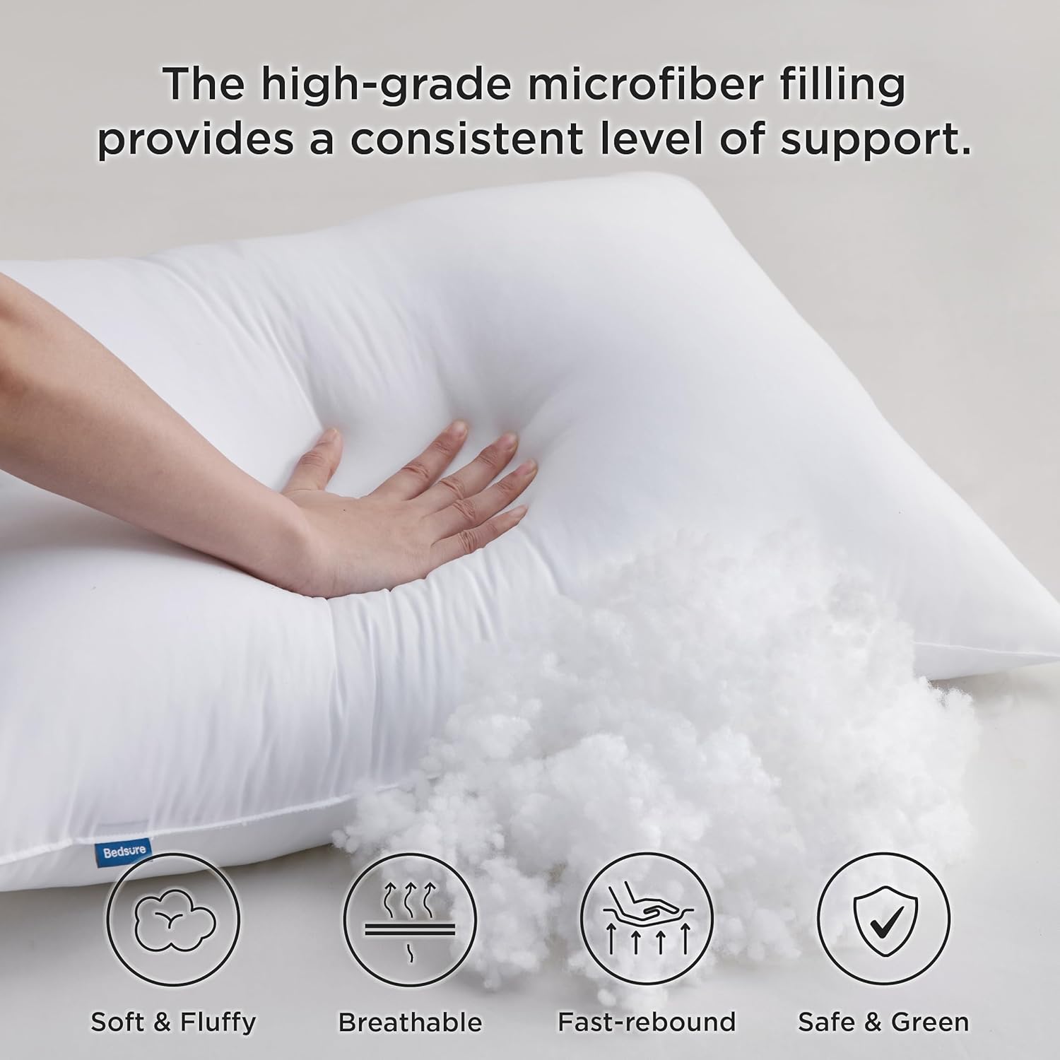 Bedsure Pillows Queen Size Set of 2 - Soft Bed Pillows for Sleeping 2 Pack, Fluffy and Supportive, Hotel Quality, Original Down Alternative Filling for Side, Back Sleepers